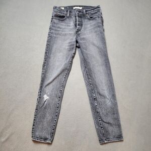 Levis Wedgie Straight Button Fly High Rise Premium Jeans Gray Black Wash Size 26
